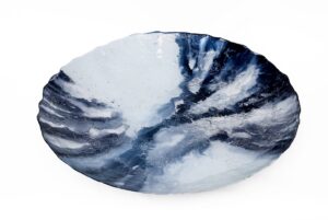 SALADEIRA VIDRO OCEAN AZUL/BCO 58CM