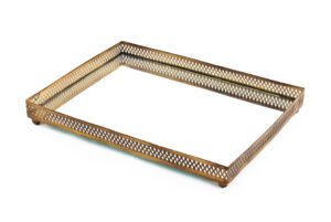 PLAZA - BANDEJA DOURADA RET. ESPELHO 41X30CM