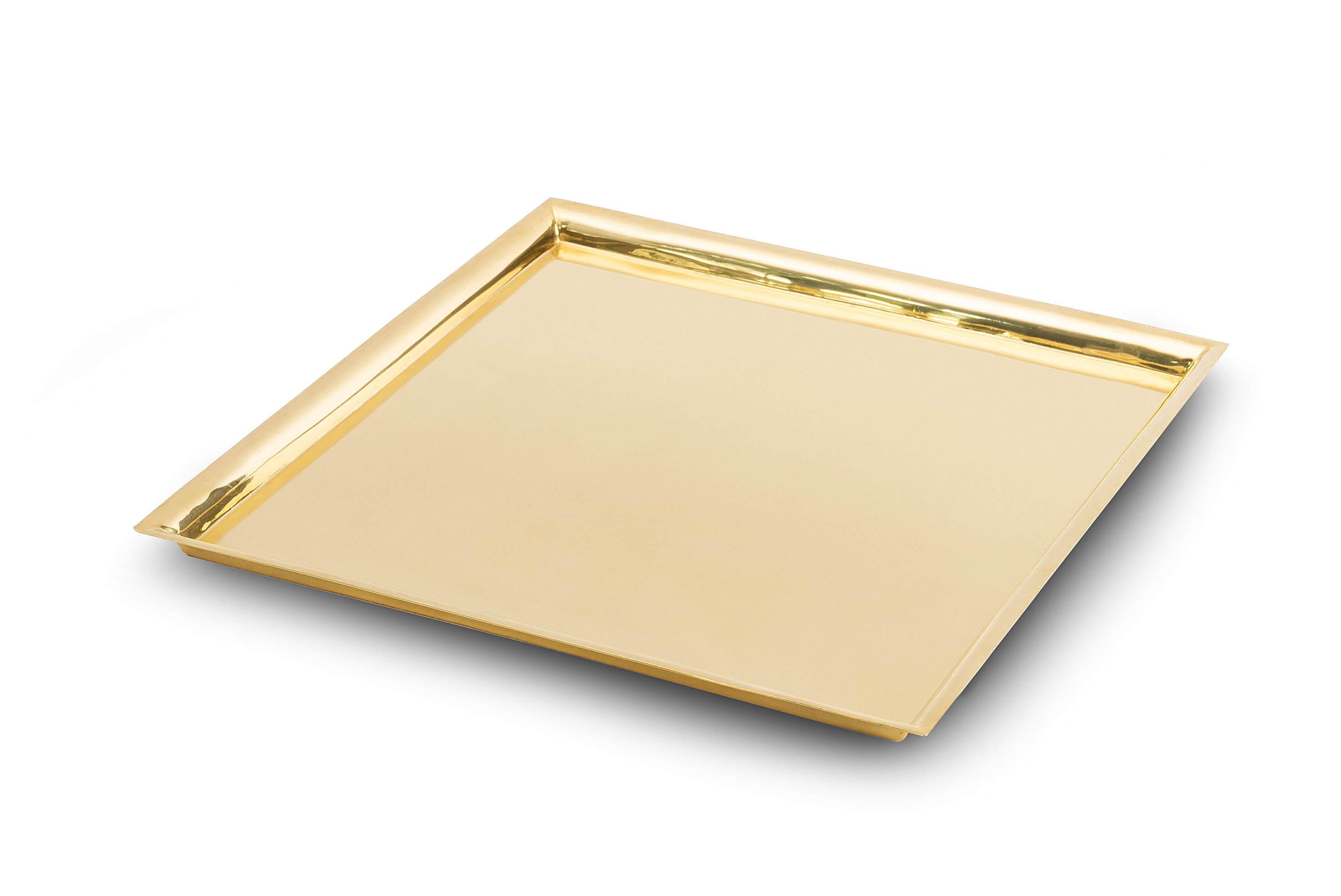 BANDEJA DOURADA QUADRADA MÉDIA 37X37CM
