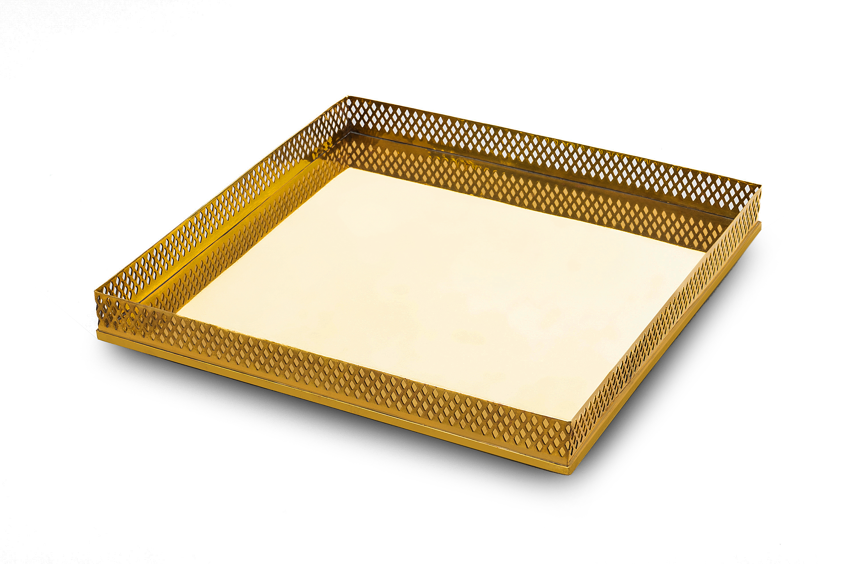BANDEJA DOURADA QUADRADA GRADE 35X35CM 1 BANDEJA DOURADA QUADRADA GRADE 35X35CM