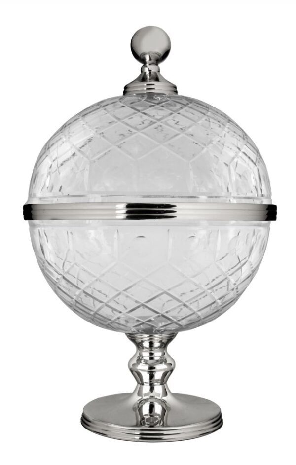 CENTRO DE MESA CRISTAL/PRATA GLOBO PEUQENO