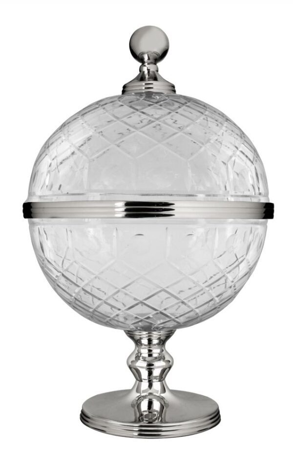 CENTRO DE MESA CRISTAL/PRATA GLOBO GRANDE
