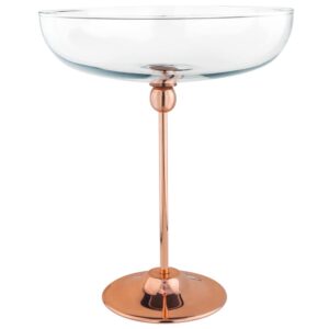 SALADEIRA VIDRO PÉ COBRE PEQUENA