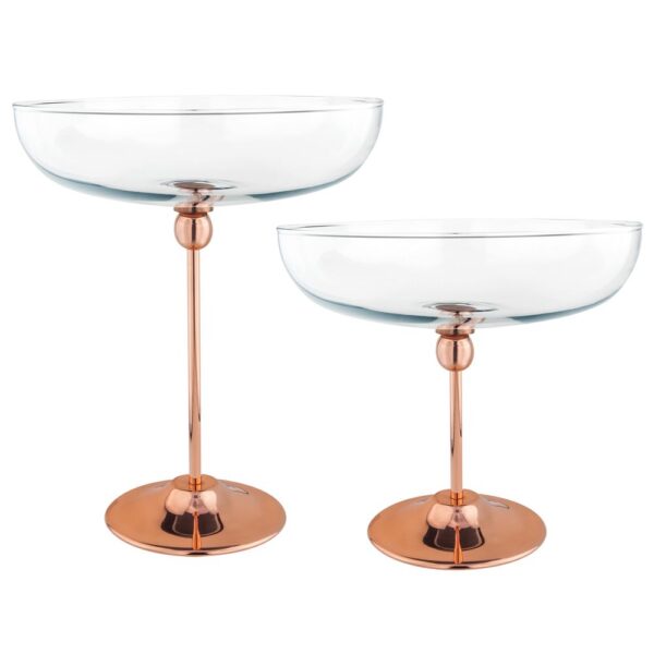 SALADEIRA VIDRO PÉ COBRE H20 CM