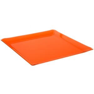 BANDEJA QUADRADA VIDRO LARANJA 35X35