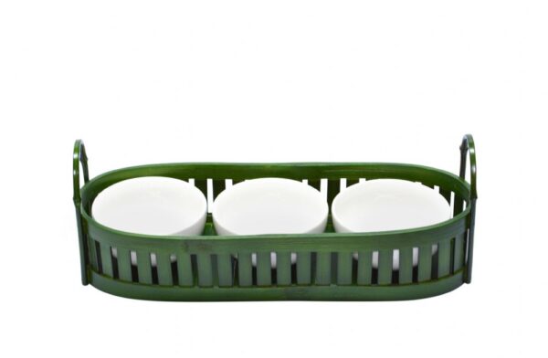 BAMBU - CESTO OVAL VERDE 44X16CM