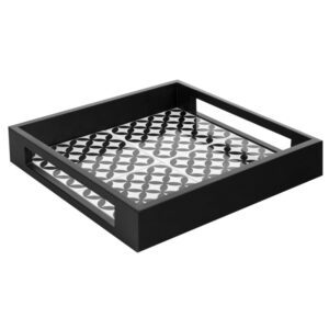 BANDEJA QUAD AZULEJO PRETO/BCO 36CM
