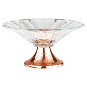CENTRO MESA CRISTAL DIAMANTE C/ PÉ COBRE 34X17,