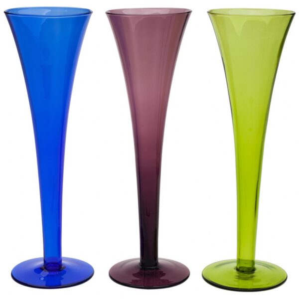 TAÇA FLUTE VIDRO AZUL