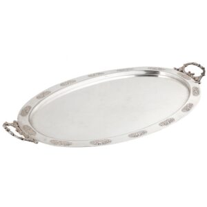 BANDEJA OVAL PRATA C/ ALÇA PEQ.