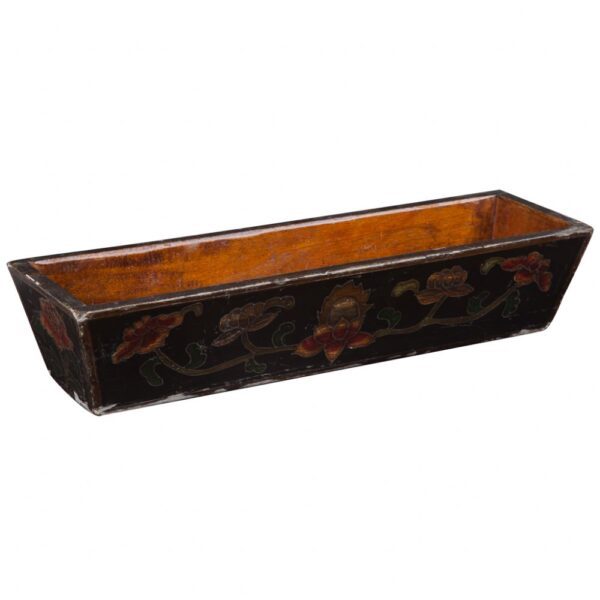 CHINA-CAIXA BAGUETTE PRETA C/FLORES 37X13CM.