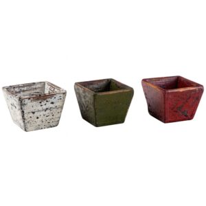 CHINA-VASO QUADR. MENOR VERMELHO 12X12 (ALT.9)