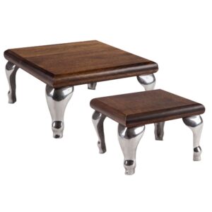 BASE MADEIRA PÉ CROMADO QUADR GRD 32X17H